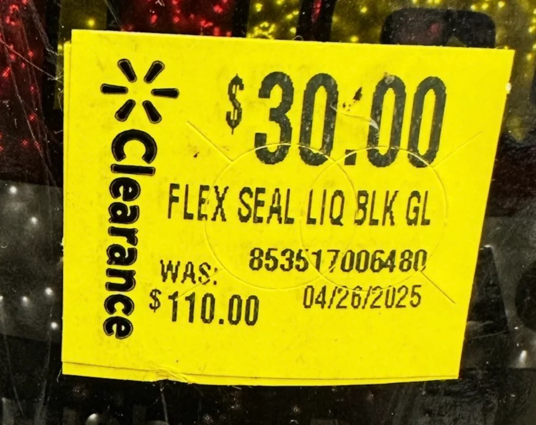 Walmart clearance sticker marked down to $30.00 from $110.00